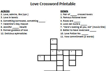 Love Crossword Printable LoveToKnow