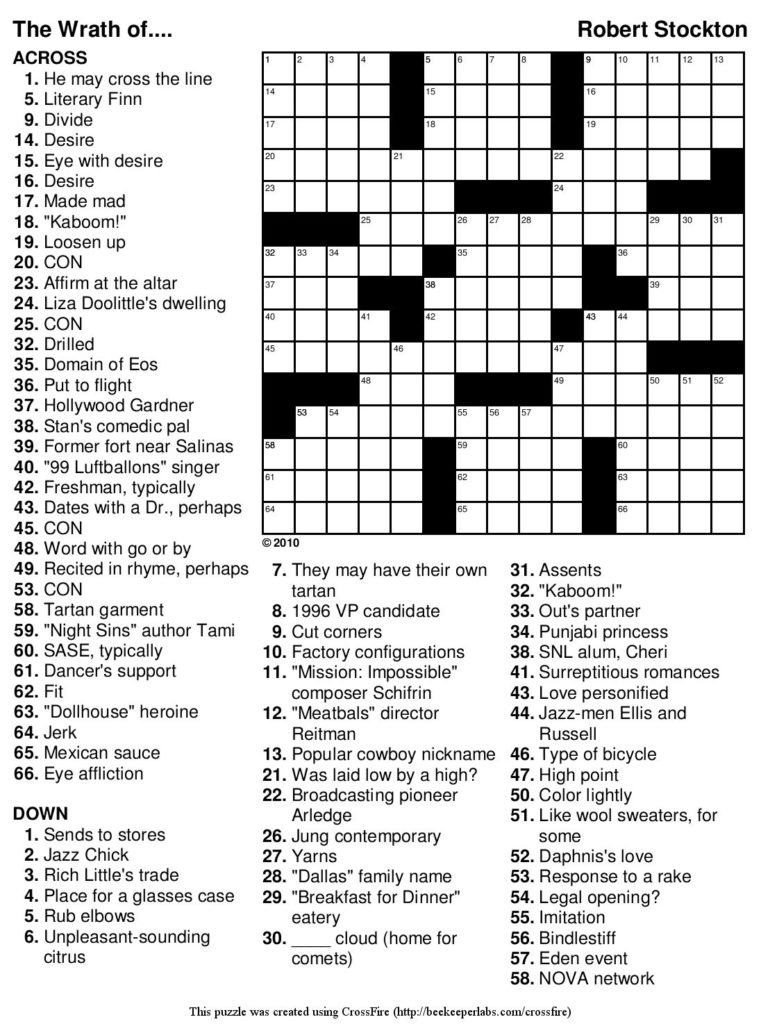 Best Free Crossword Puzzle Maker Printable