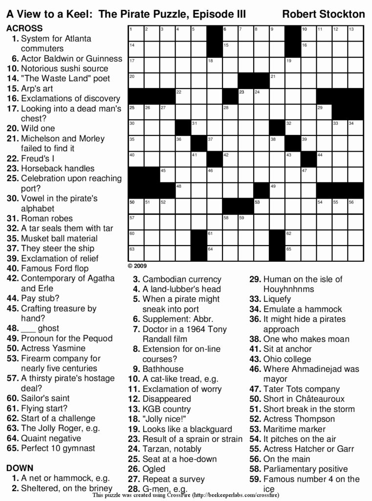 Free Printable Newspaper Crosswords