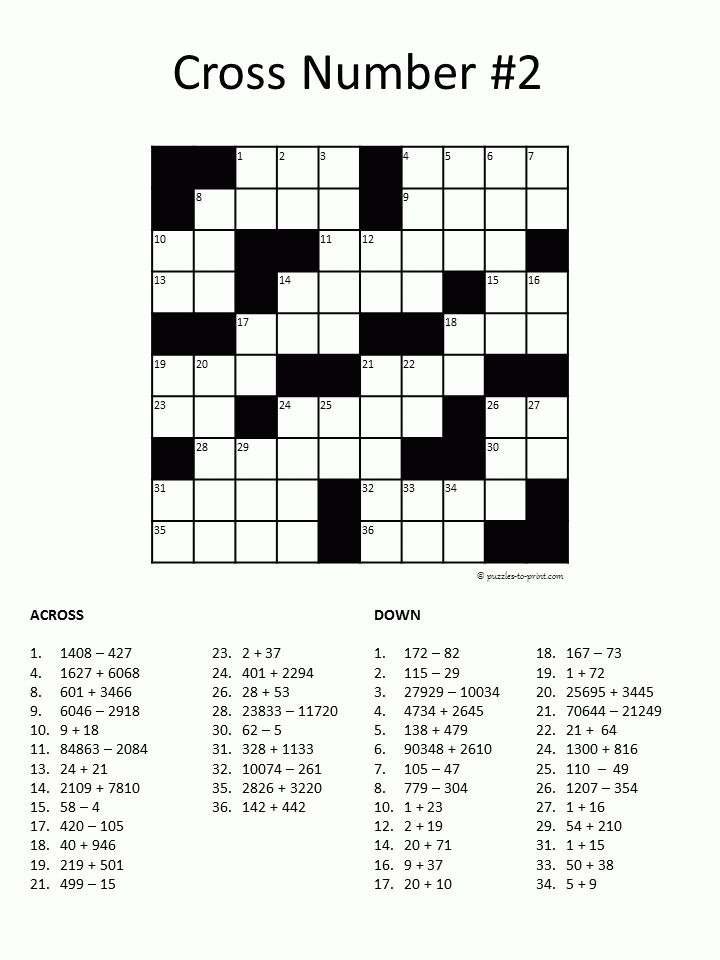 Number Crossword Puzzle 2