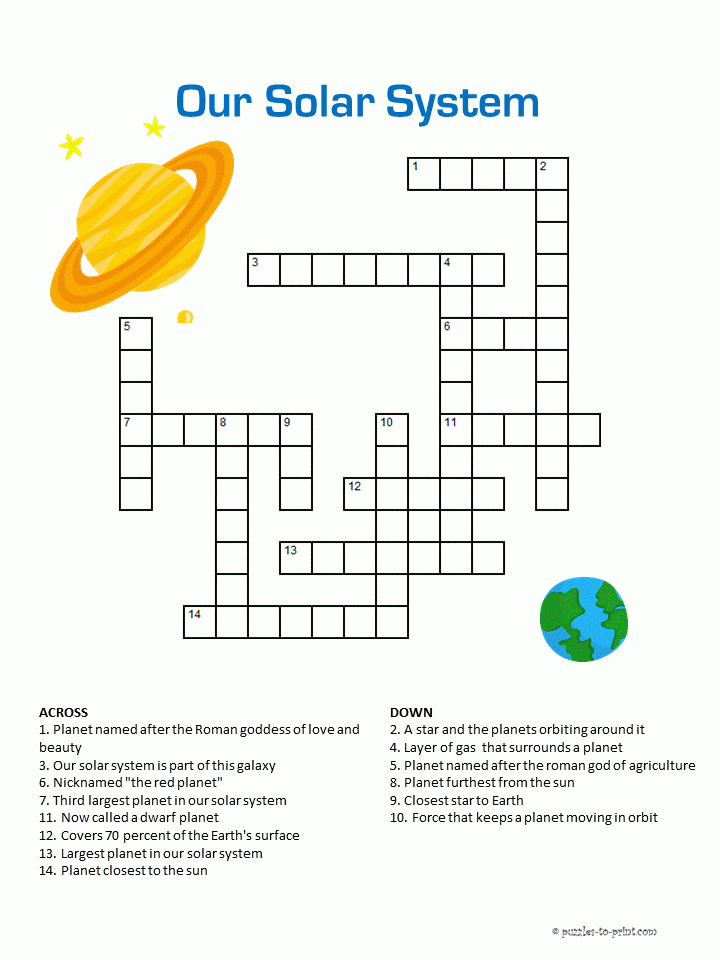 Our Solar System Crossword Solar System Activities