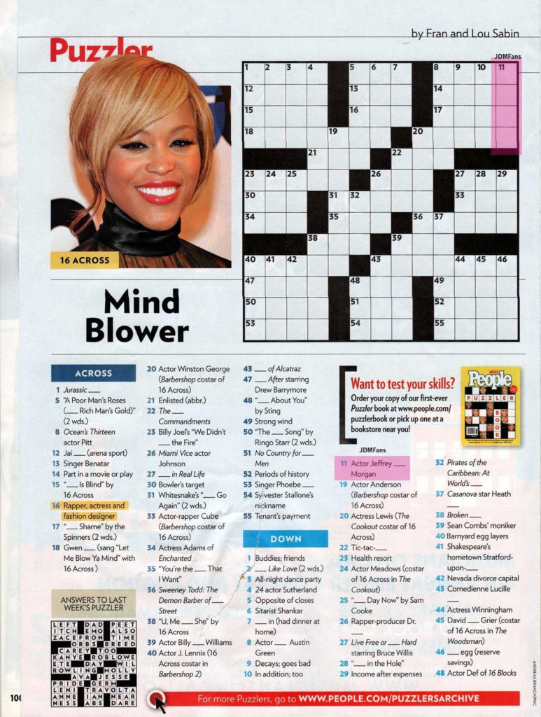 People Magazine Crossword Puzzles To Print Crossword