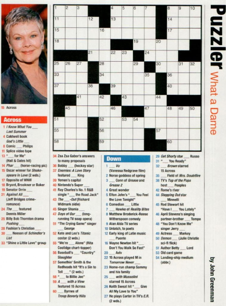 People Magazine Crossword Puzzles To Print Puzzles In