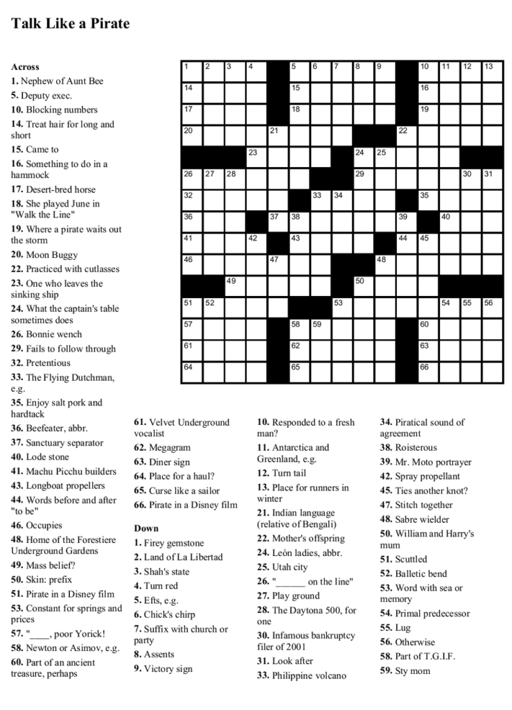 Free Printable Hard Crosswords