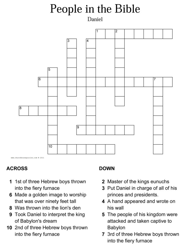 Printable Bible Crossword Puzzles With Answers Printable
