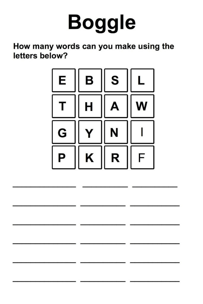 Free Printable Boggle Puzzles