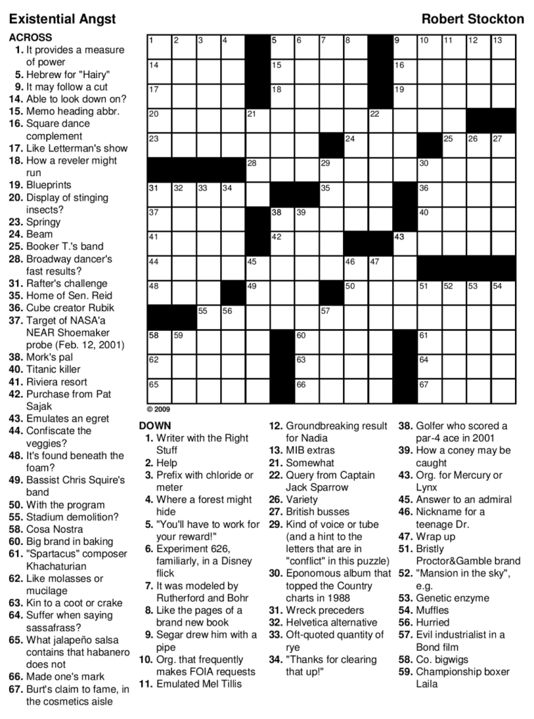 Printable Crossword Games