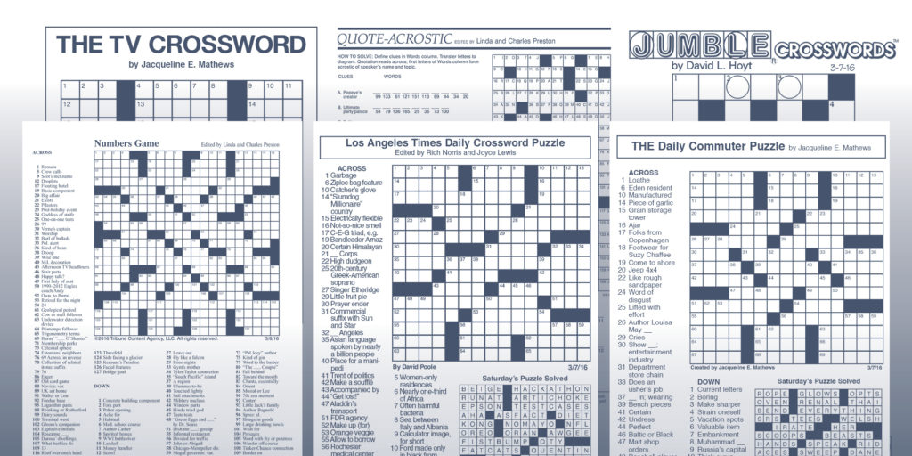 Printable Crossword Metro Printable Crossword Puzzles