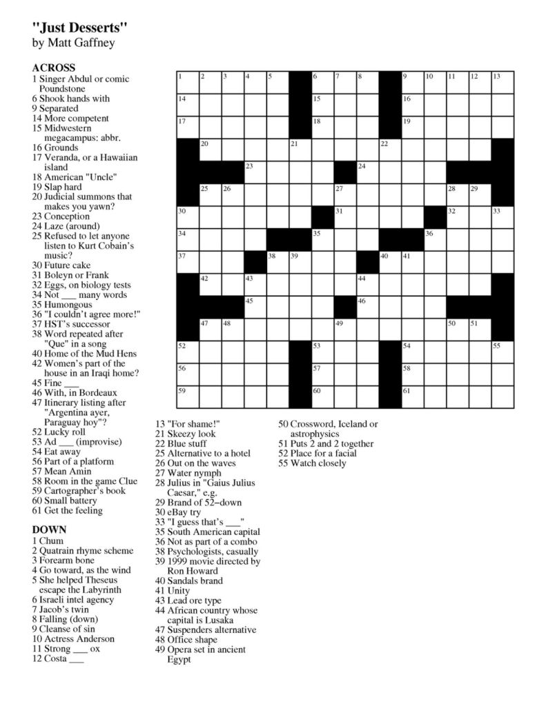 Best Free Printable Crossword Puzzles