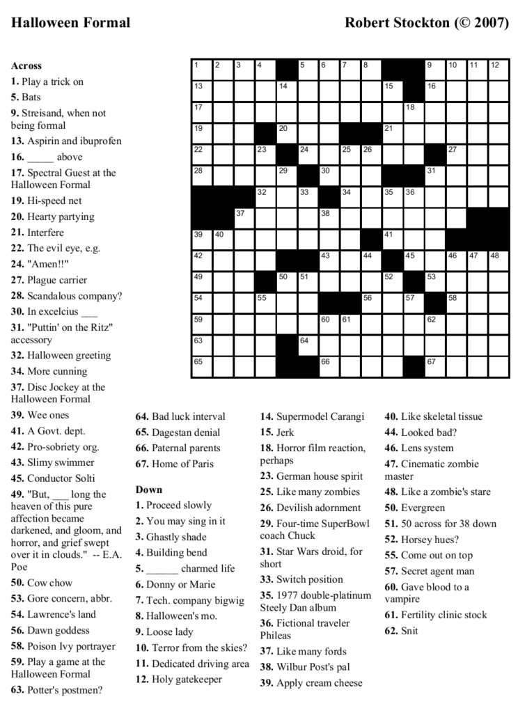 Printable Crossword Puzzles Challenging Printable