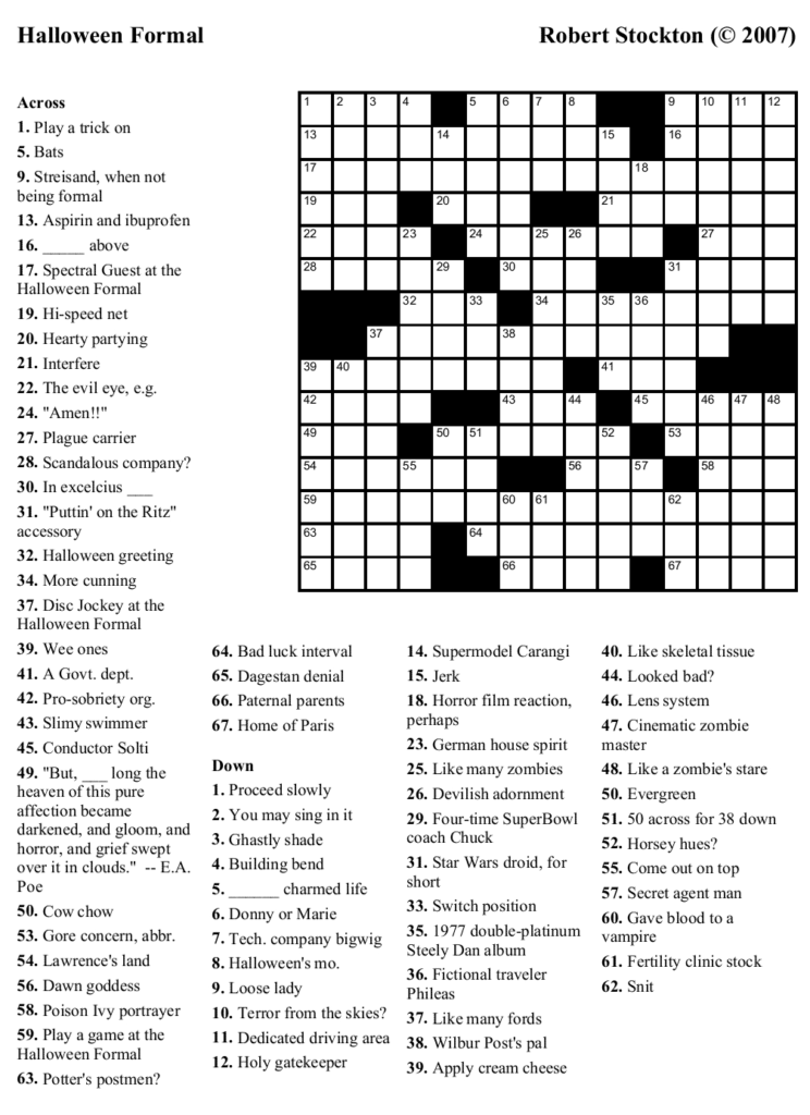 Free Printable Challenging Crossword Puzzles