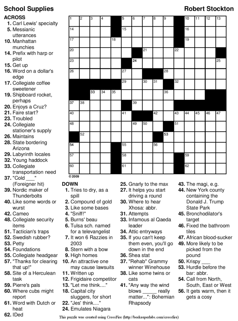 Printable Crossword Puzzles Easy To Medium Printable