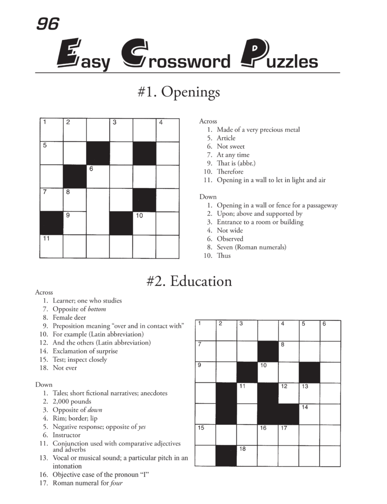 Printable Crossword Template