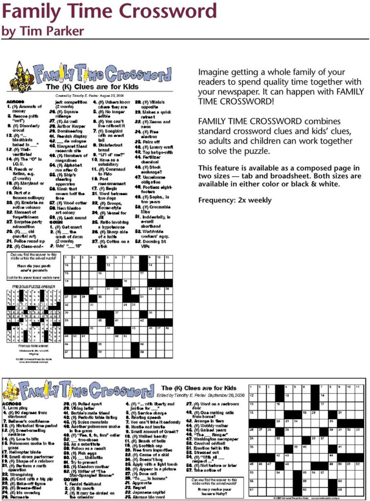 Printable Crossword Puzzles Timothy Parker Printable