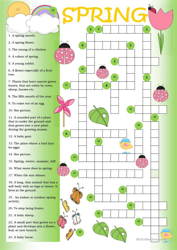 Printable Crossword Spring Printable Crossword Puzzles