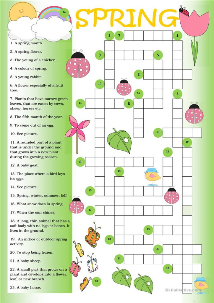 Free Printable Spring Crossword Puzzles For Adults