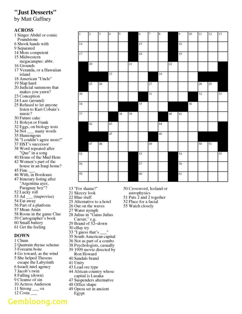 Printable Crossword Usa Today