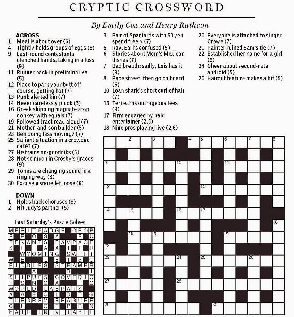 Printable Cryptic Crossword Puzzles Download Them Or Print