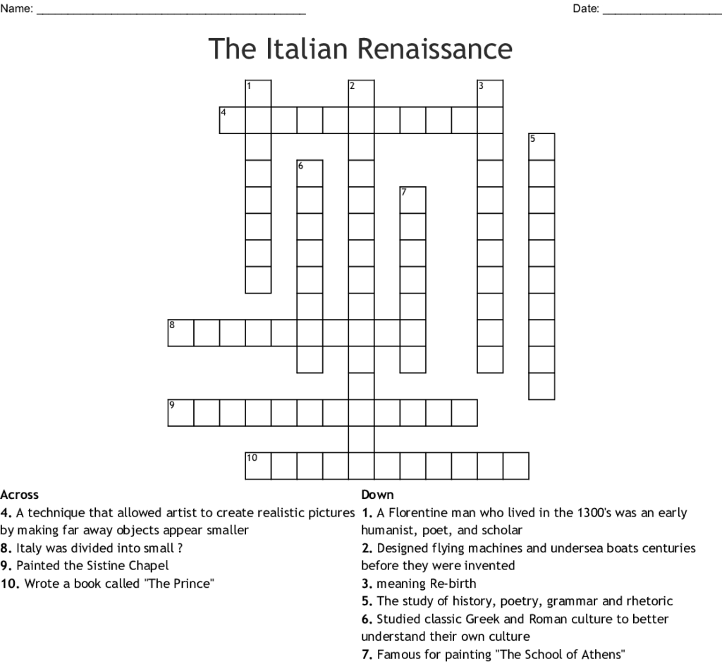 Printable Italian Crossword Puzzles