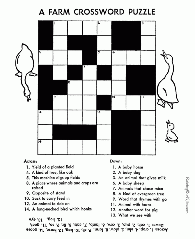 Printable Children's Crossword Puzzles