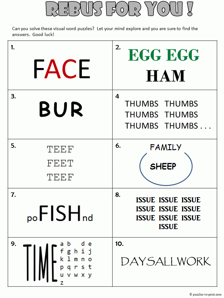 Rebus Worksheet 1