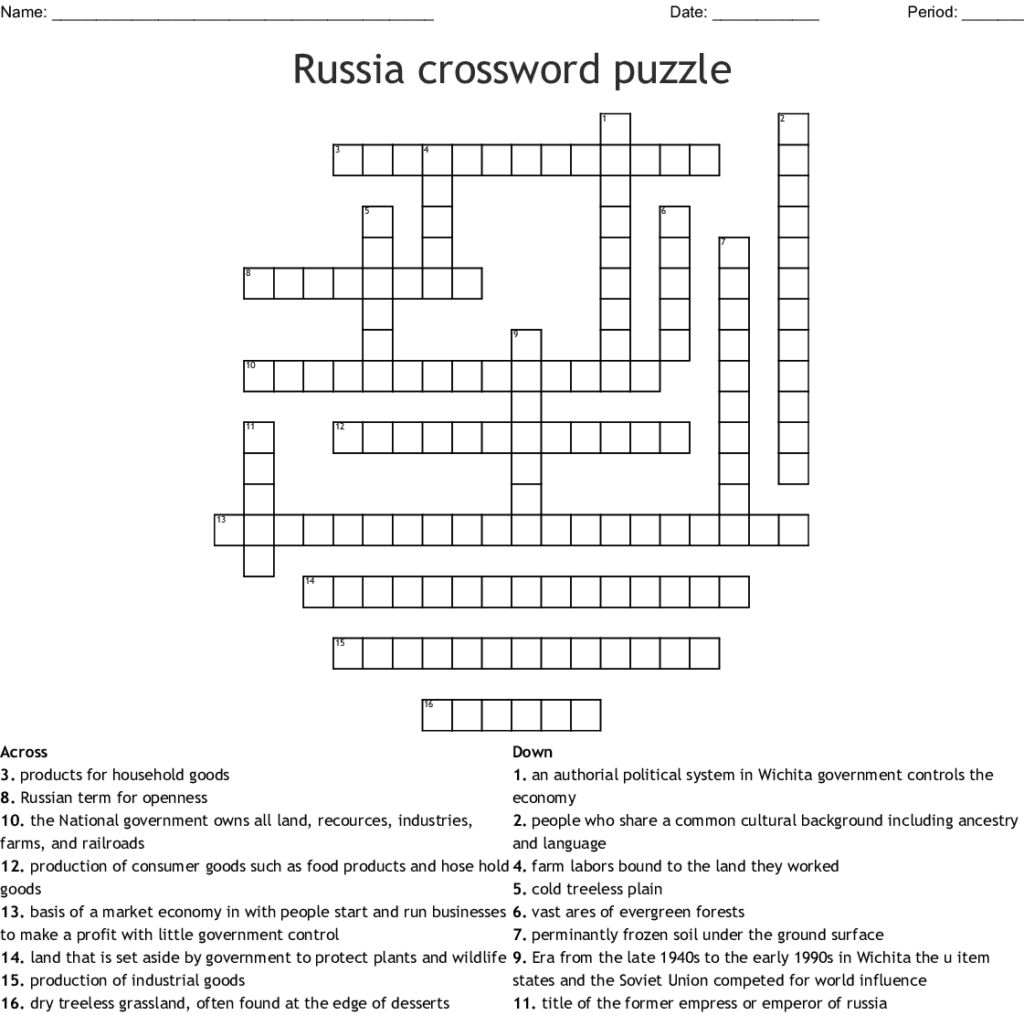 Russian Crossword Puzzle WordMint