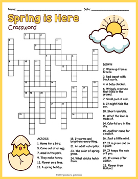 Spring Crossword Puzzle Worksheet By Puzzles To Print TpT