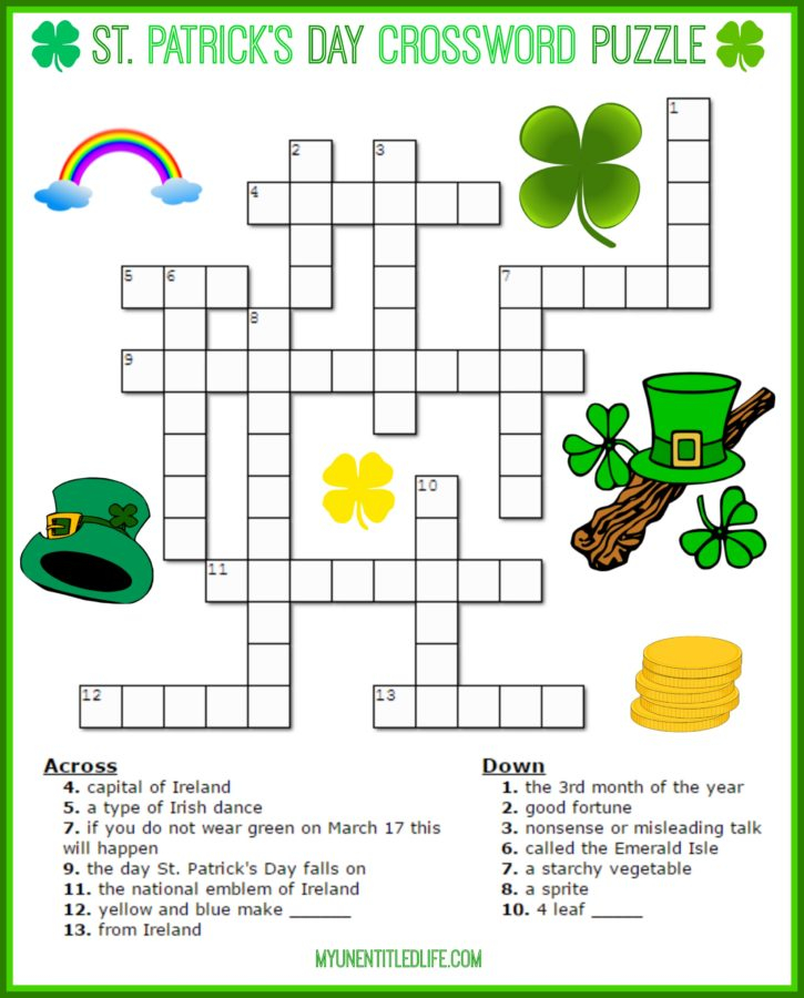 Free Printable St Patrick's Day Crossword Puzzles