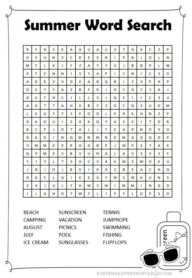 Summer Word Search Summer Words Printable Crossword
