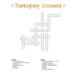 Thanksgiving Crossword Puzzle FREE Printable For Kids Or