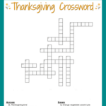 Thanksgiving Crossword Puzzle FREE Printable For Kids Or