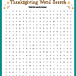 Thanksgiving Word Search Free Printable Worksheet