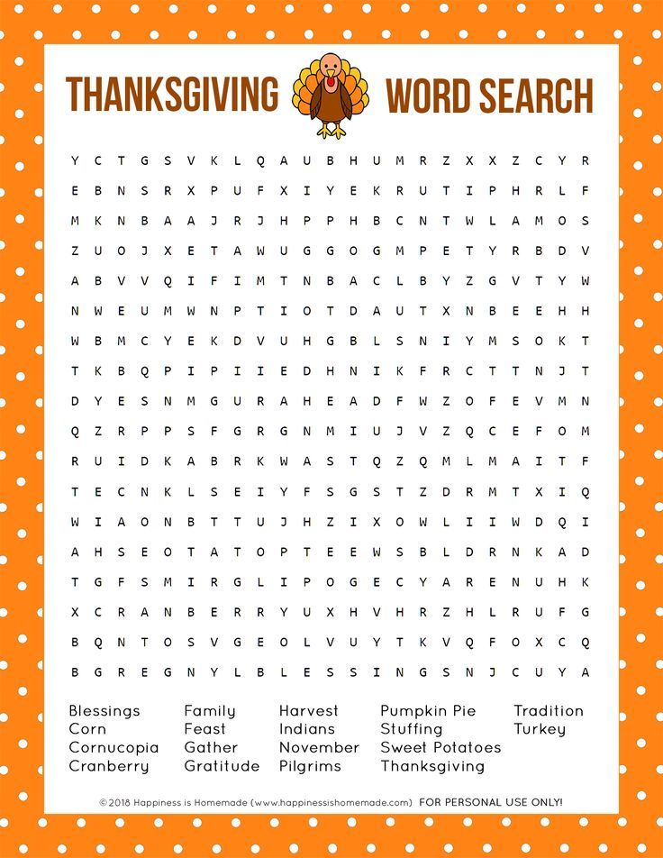 Thanksgiving Word Search Printable Free Printable