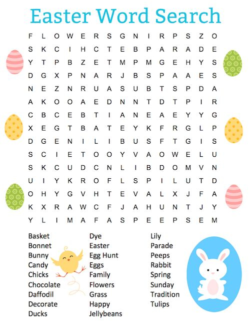This Free Printable Easter Word Search Puzzle It Includes