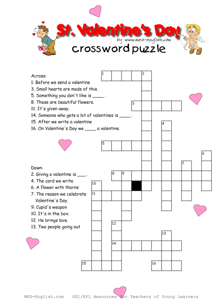 Printable Valentine Crossword