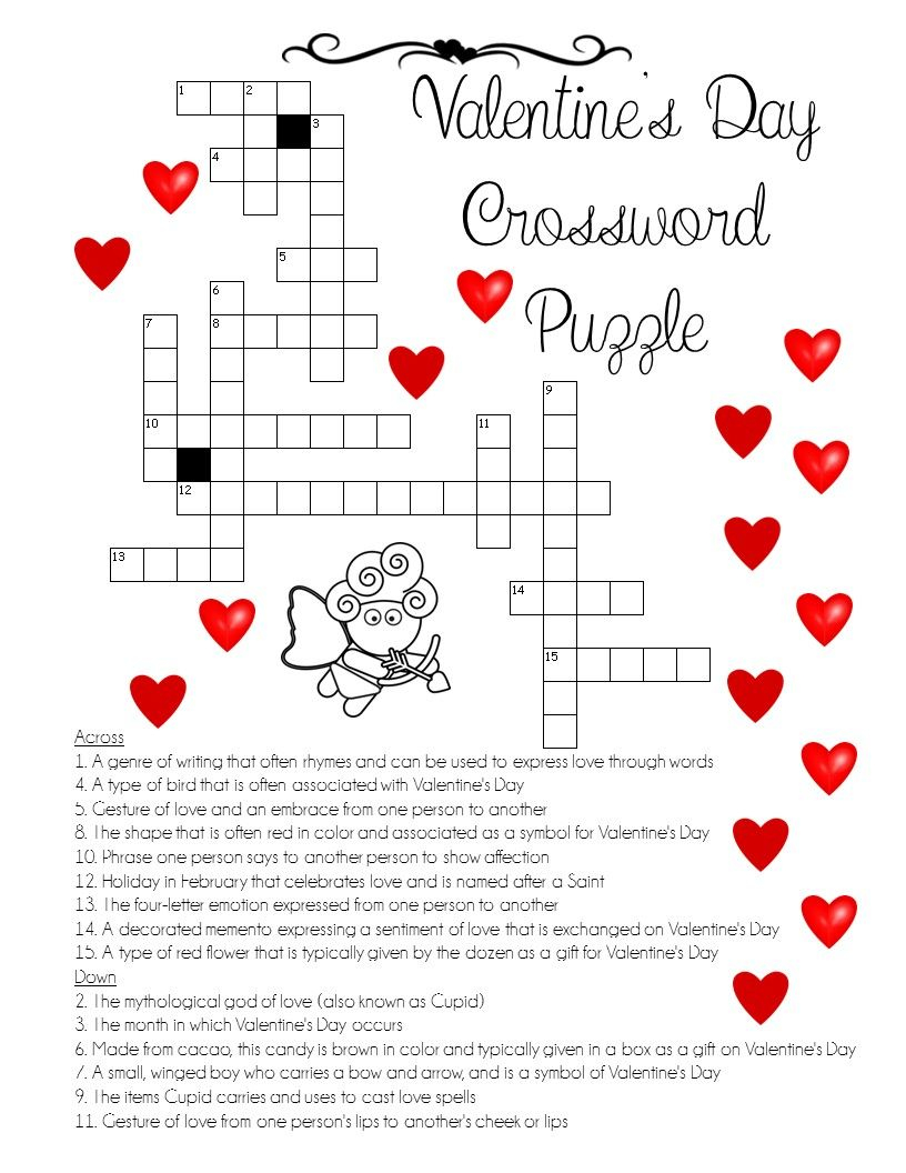 Free Printable Valentine's Day Crossword Puzzles
