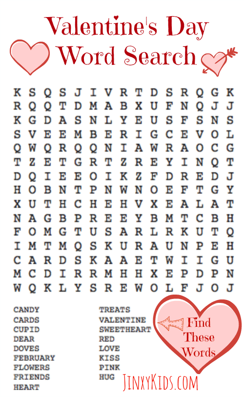 Free Printable Word Search Puzzles Valentine's Day