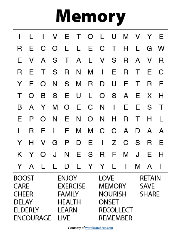 Word Search Puzzle Memory Large Print In 2020 Free