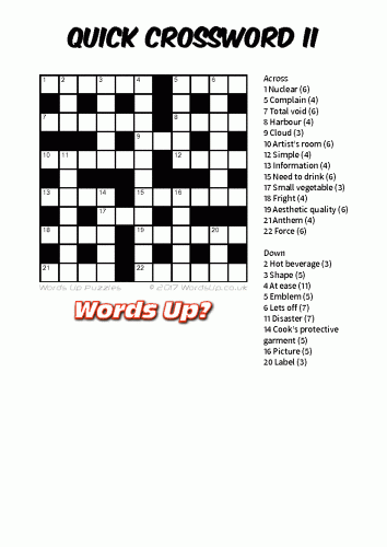 Words Up Quick Crossword II
