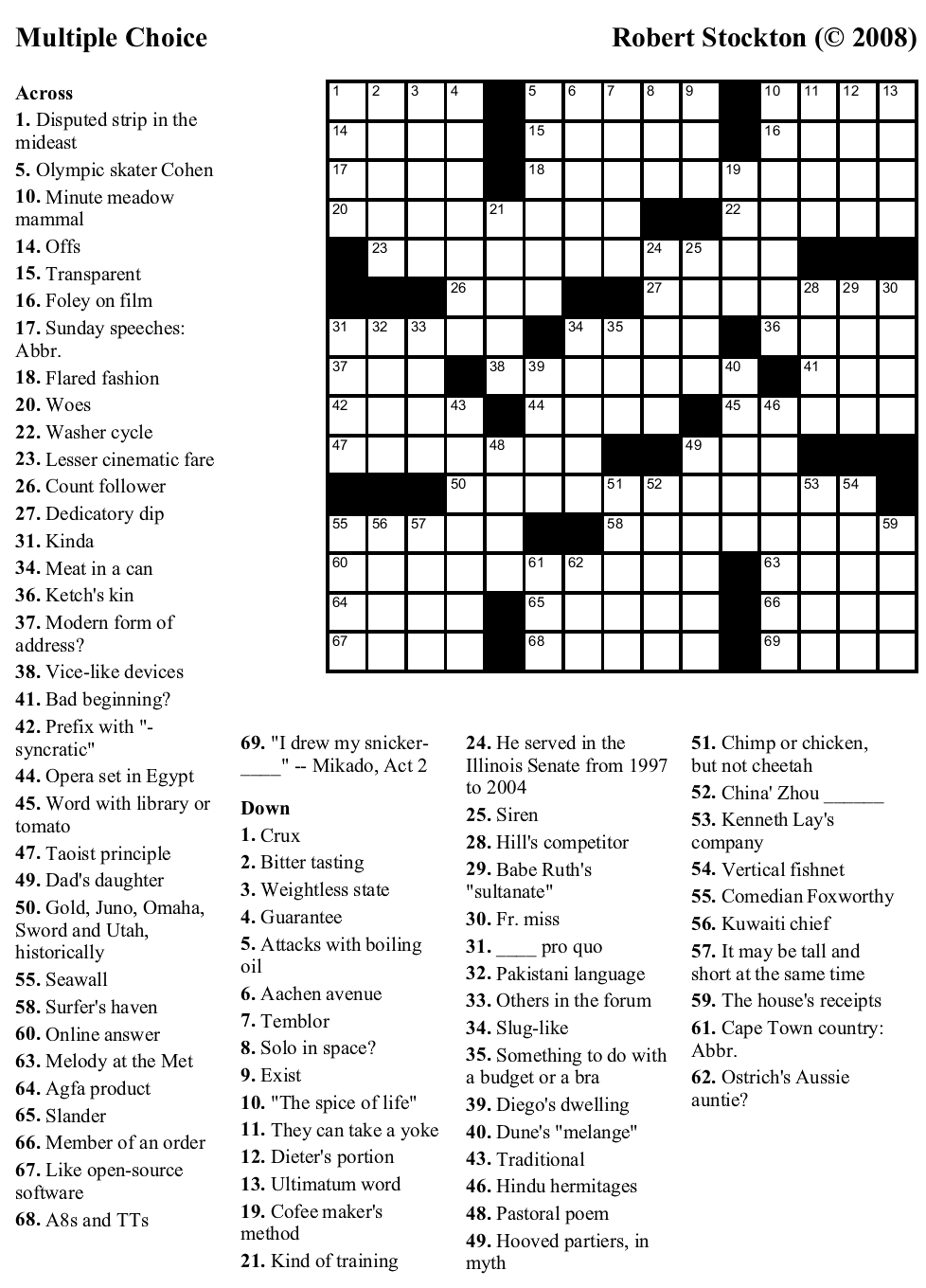 Printable Crossword Sheets