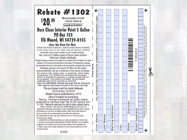 Menards Rebate Form 261