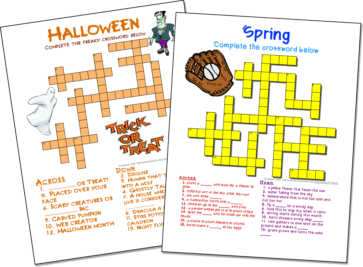 Free Printable Crossword Maker For Teachers