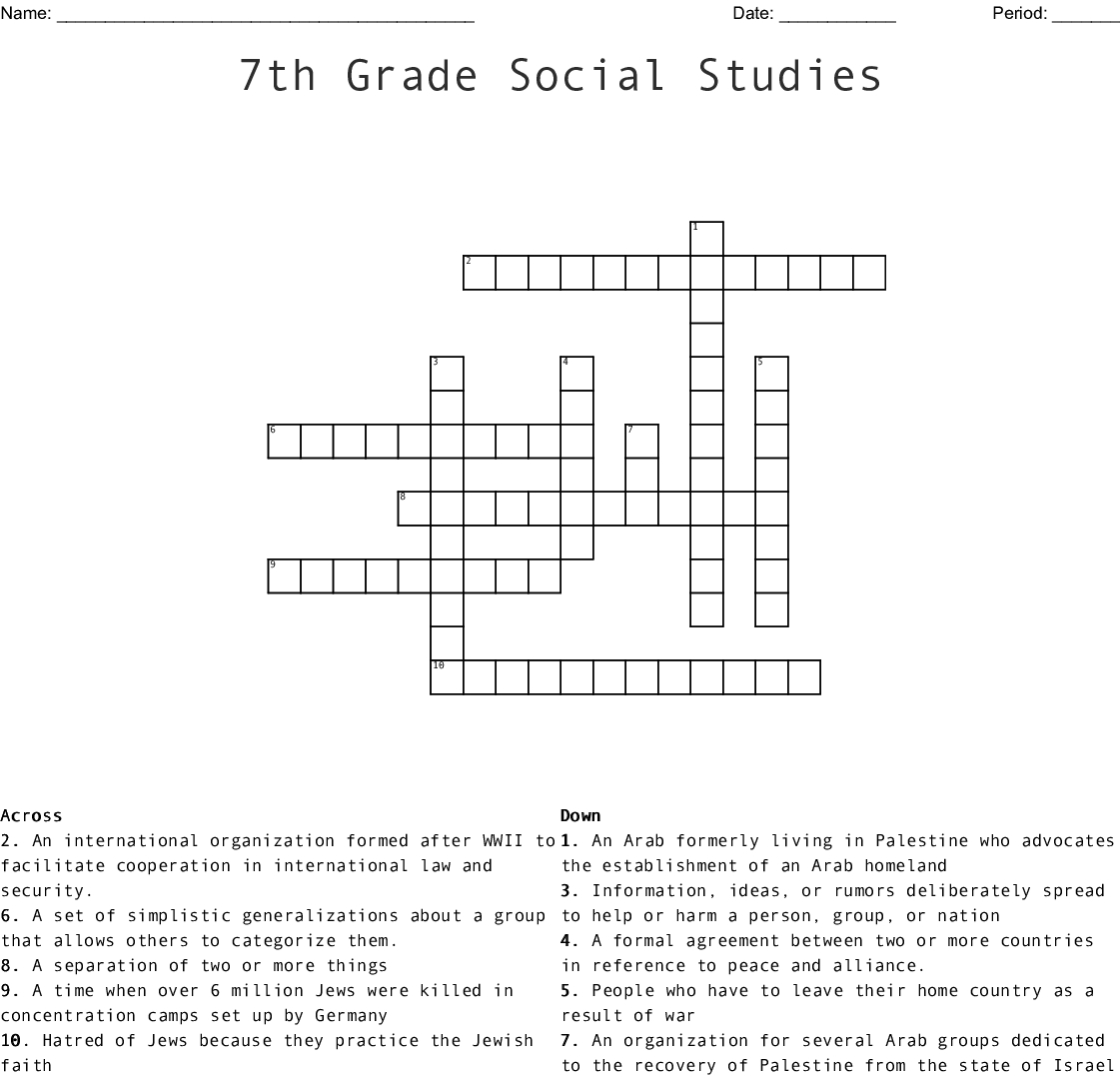 Free Printable Crossword Puzzle #7