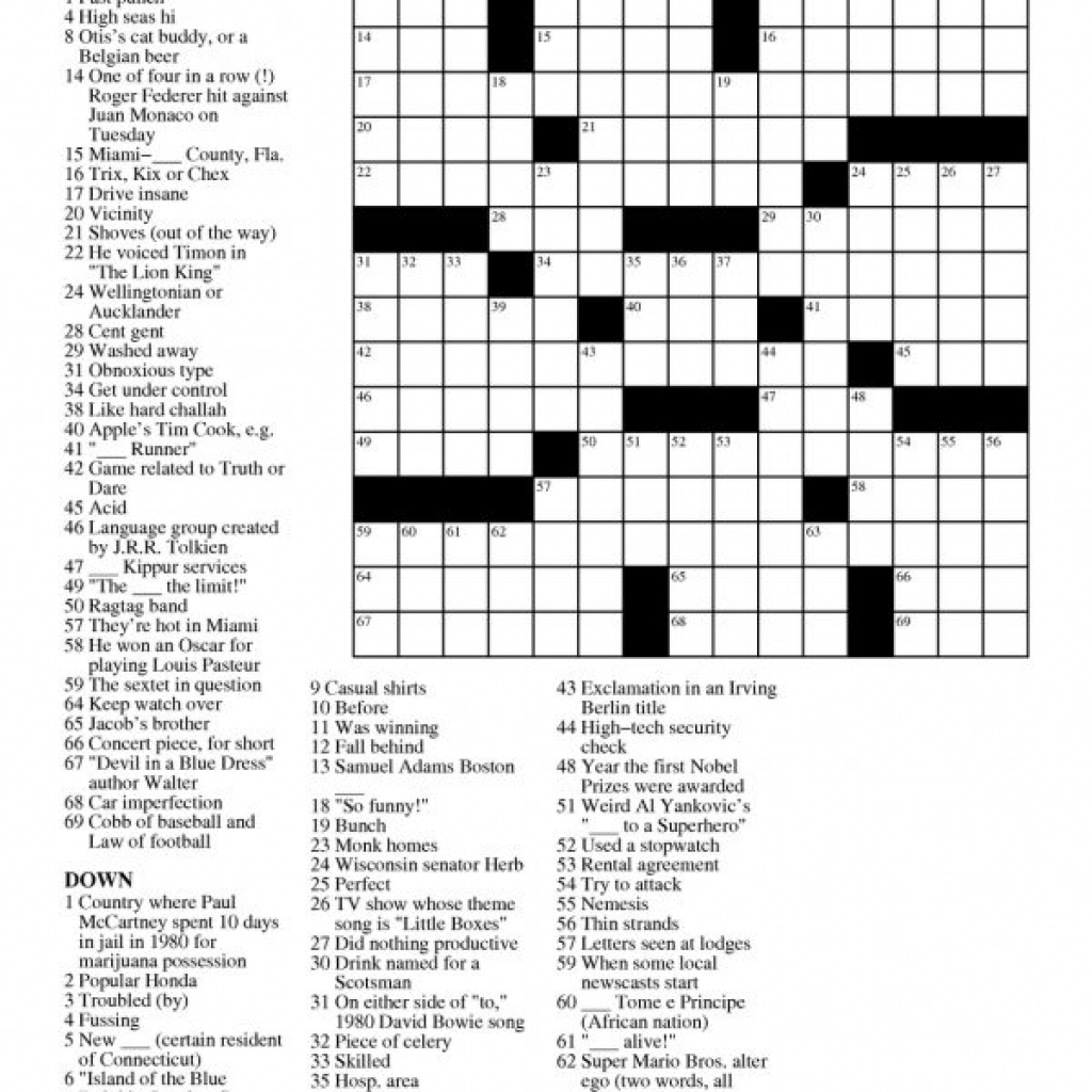 Daily Crossword Printable Version