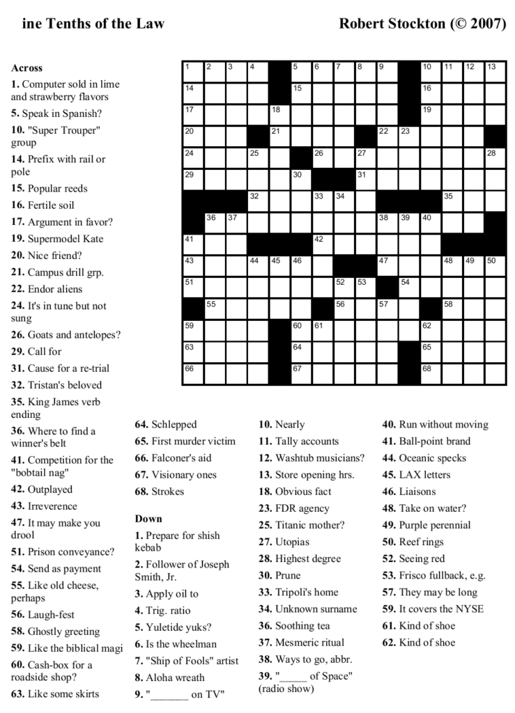 Daily Crossword Puzzle Printable Rtrs Online Printable
