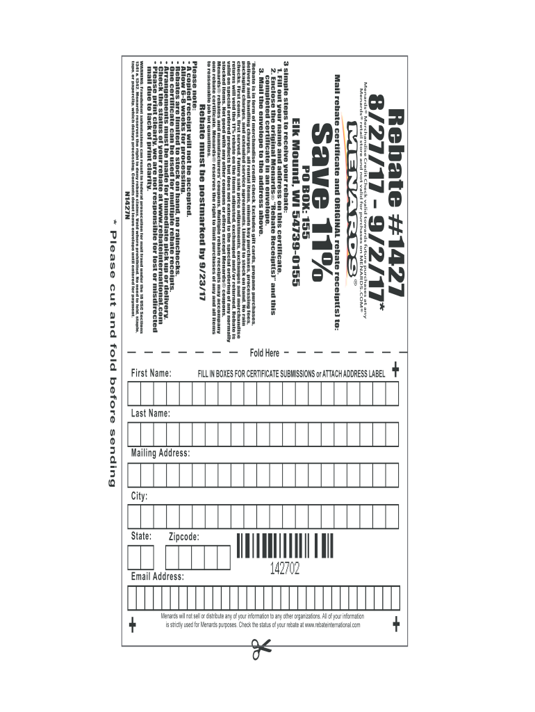 Menards Rebate Form 0063