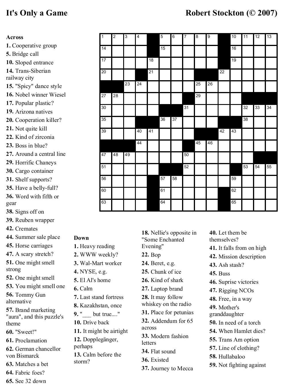 Crossword Puzzle Maker Free Printable With Answer Key