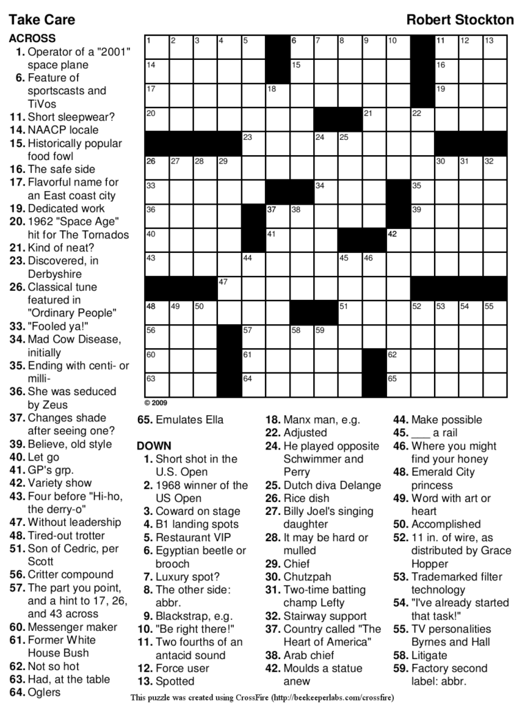 Crossword Puzzle Maker Free Printable With Answer Key