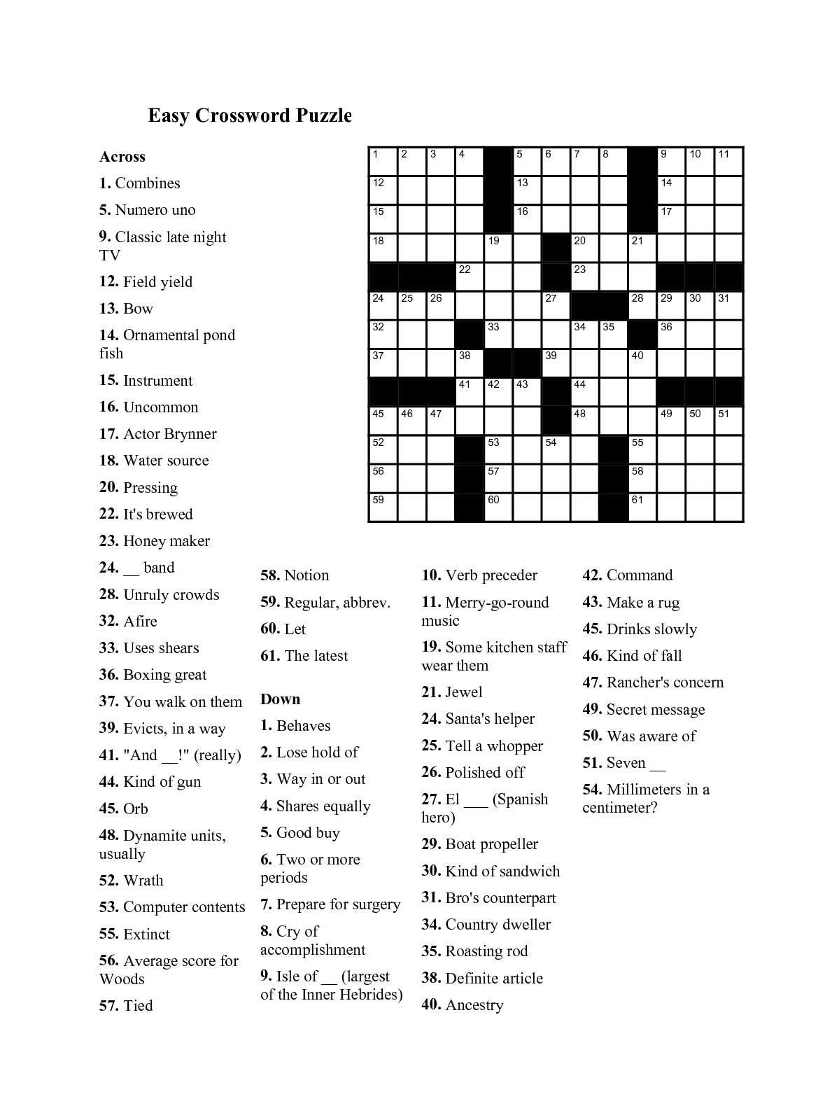 Free Printable Puzzles For Seniors