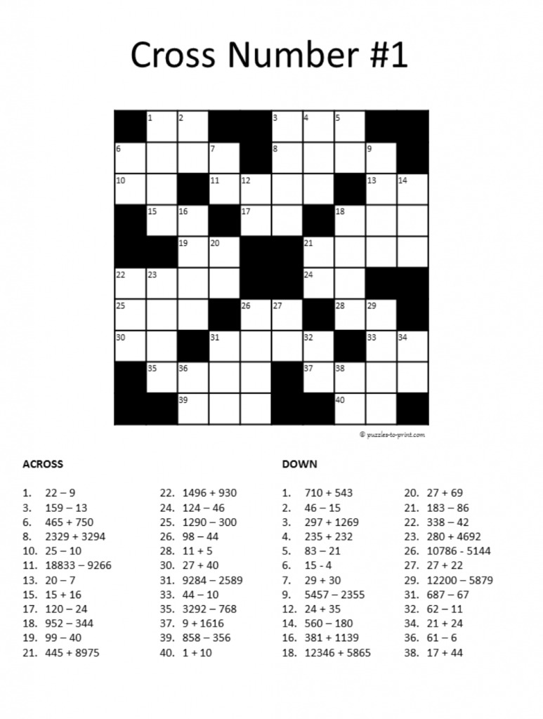 Free Printable Crossword Puzzle #5